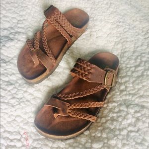 Braided Leather Multi Strap Sandals